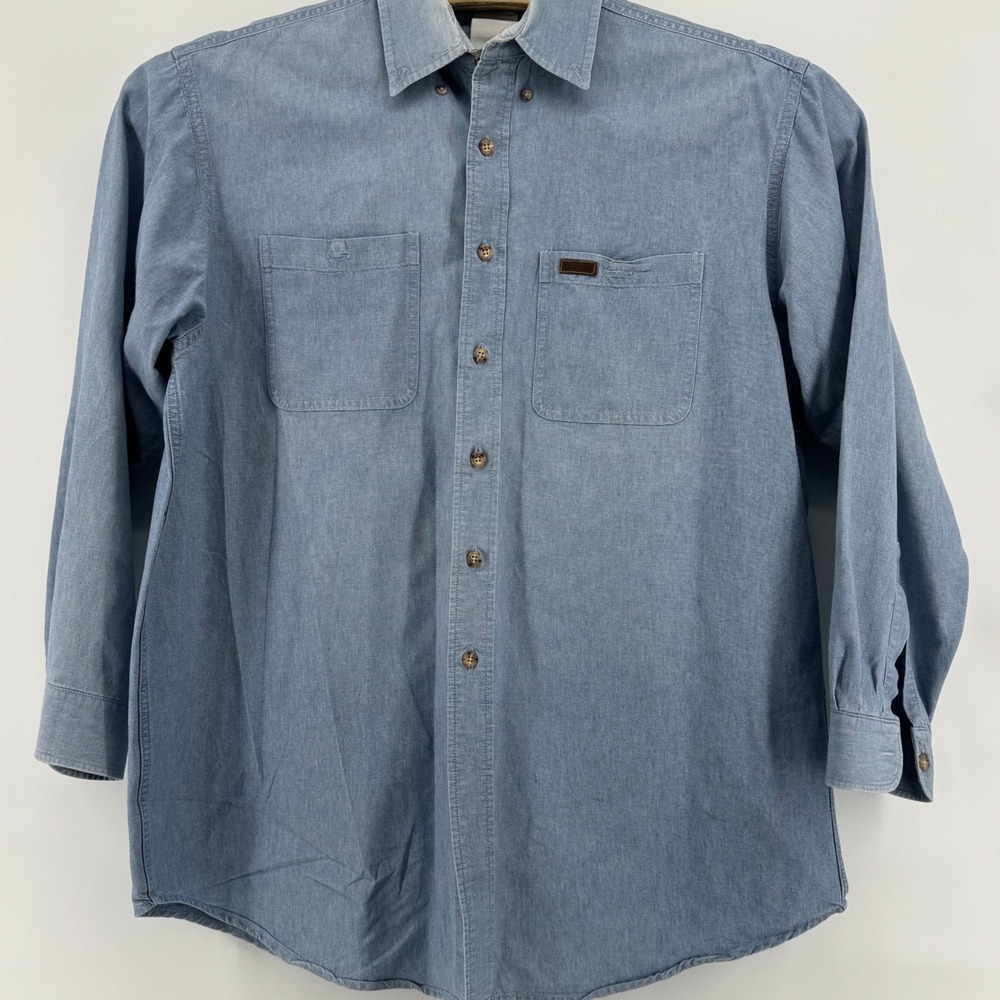 Carhartt Button Down Shirt Mens XL Workwear Chambray Relaxed Fit Blue Vintage